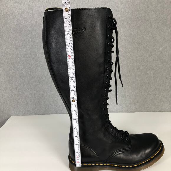 Dr Martens 1B60 Boots Womens US 9 Black Leather 20 Eye Knee High Lace Up EU 41 - Picture 14 of 16